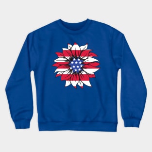 USA Flag Flower 1 Crewneck Sweatshirt